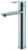 Classic flat, round, high rise chrome basin mixer.